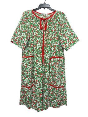 Vintage Models Coat Strawberry Print, House Dress, Size Large - fits all sizes.